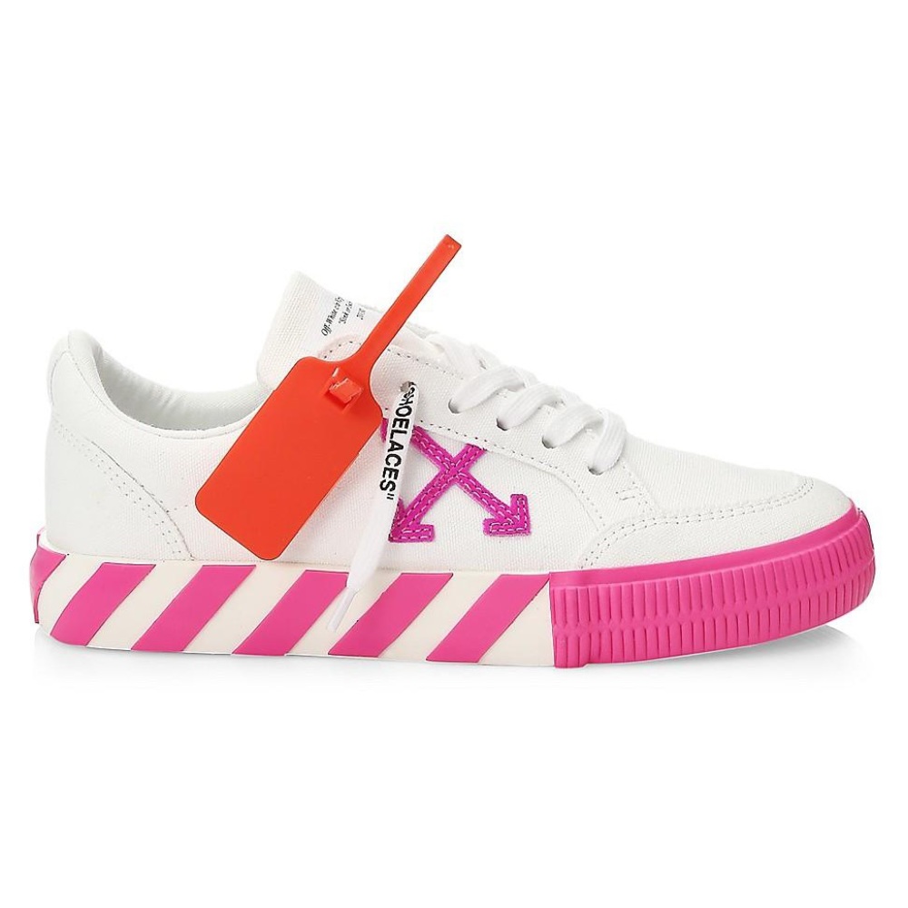 Off white canvas sneakers hot pink